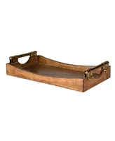 Kate and Laurel Ormond Walnut Wood Decorative Tray - 10" x 18.5"