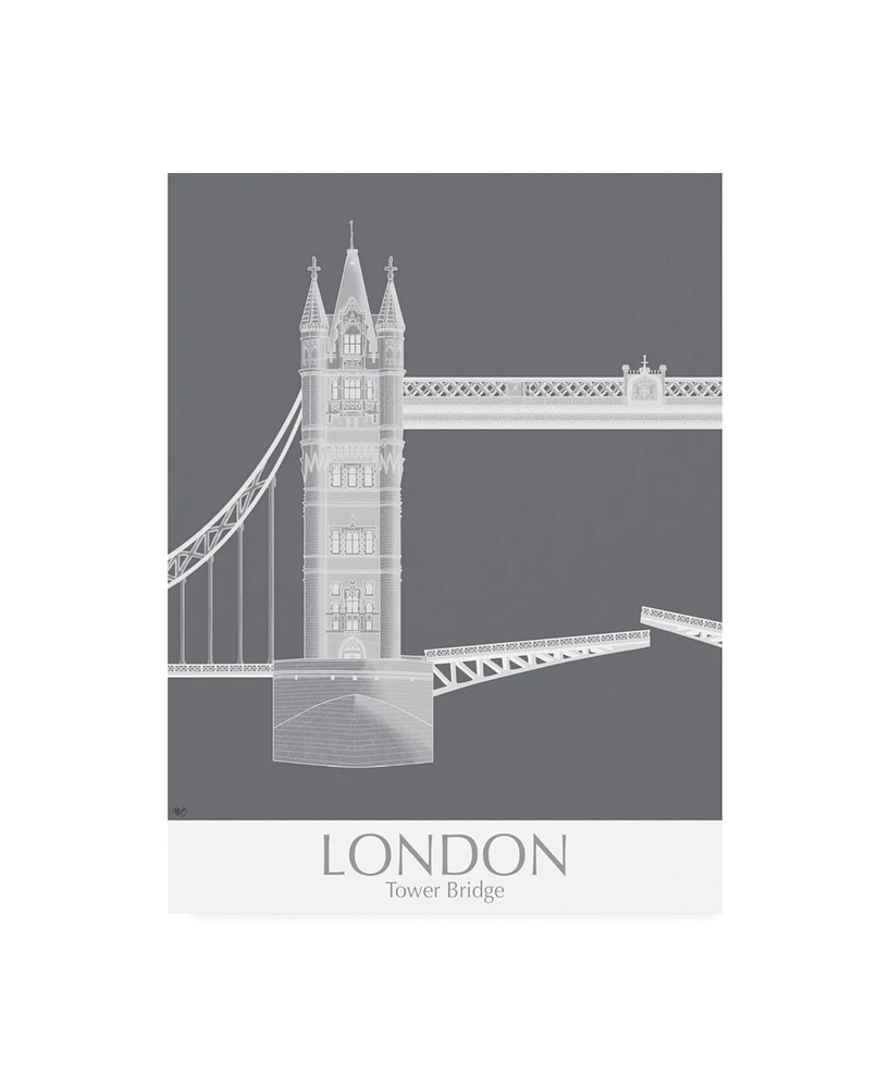 Fab Funky London Tower Bridge Monochrome Canvas Art - 19.5" x 26"