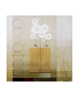 Pablo Esteban White Flowers with Circles Canvas Art - 36.5" x 48"