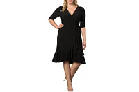 Kiyonna Plus Whimsy Ruffled Midi Wrap Dress