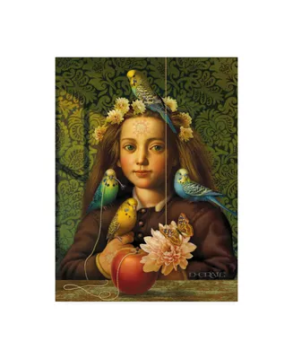 Dan Craig Girl with Parakeets Canvas Art - 15.5" x 21"