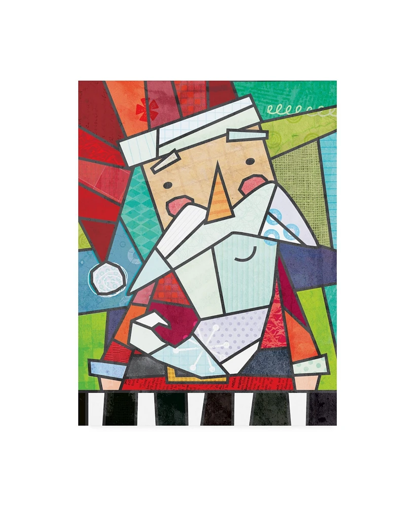 Holli Conger Stained Glass Santa Canvas Art