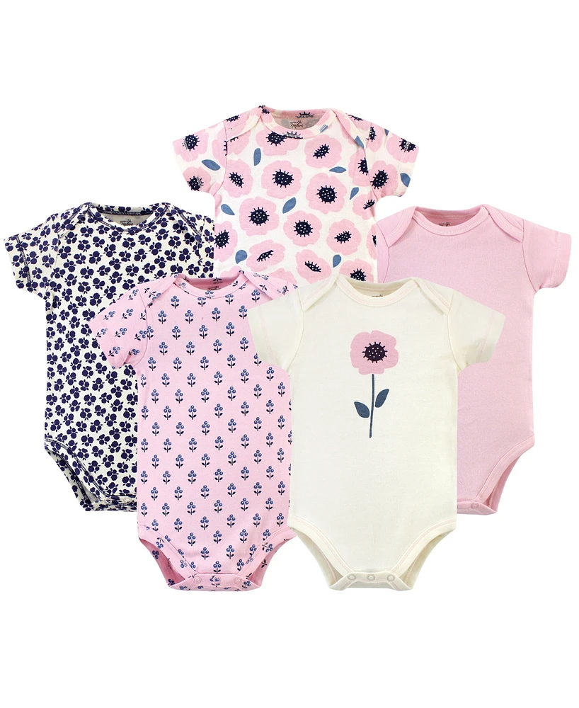 Touched by Nature Baby Girls Baby Organic Cotton Bodysuits 5pk