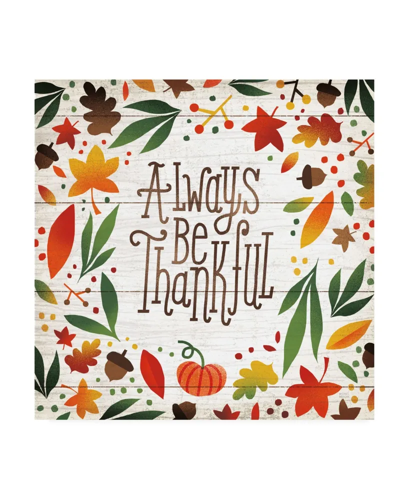 Michael Mullan Harvest Time Always be Thankful Shiplap Sq Canvas Art - 15.5" x 21"