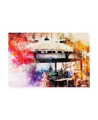 Philippe Hugonnard Nyc Watercolor Collection - Union Square Station Canvas Art - 15.5" x 21"