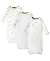 Touched by Nature Baby Boys Organic Cotton Long-Sleeve Gowns 3pk, Llama, 0-6 Months
