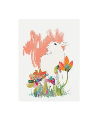 Niya Christin Lamb and Flowers Canvas Art