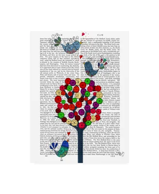 Fab Funky Button Tree and Birds, Blue Canvas Art