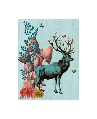 Fab Funky Turquoise Deer in Mushroom Forest Canvas Art