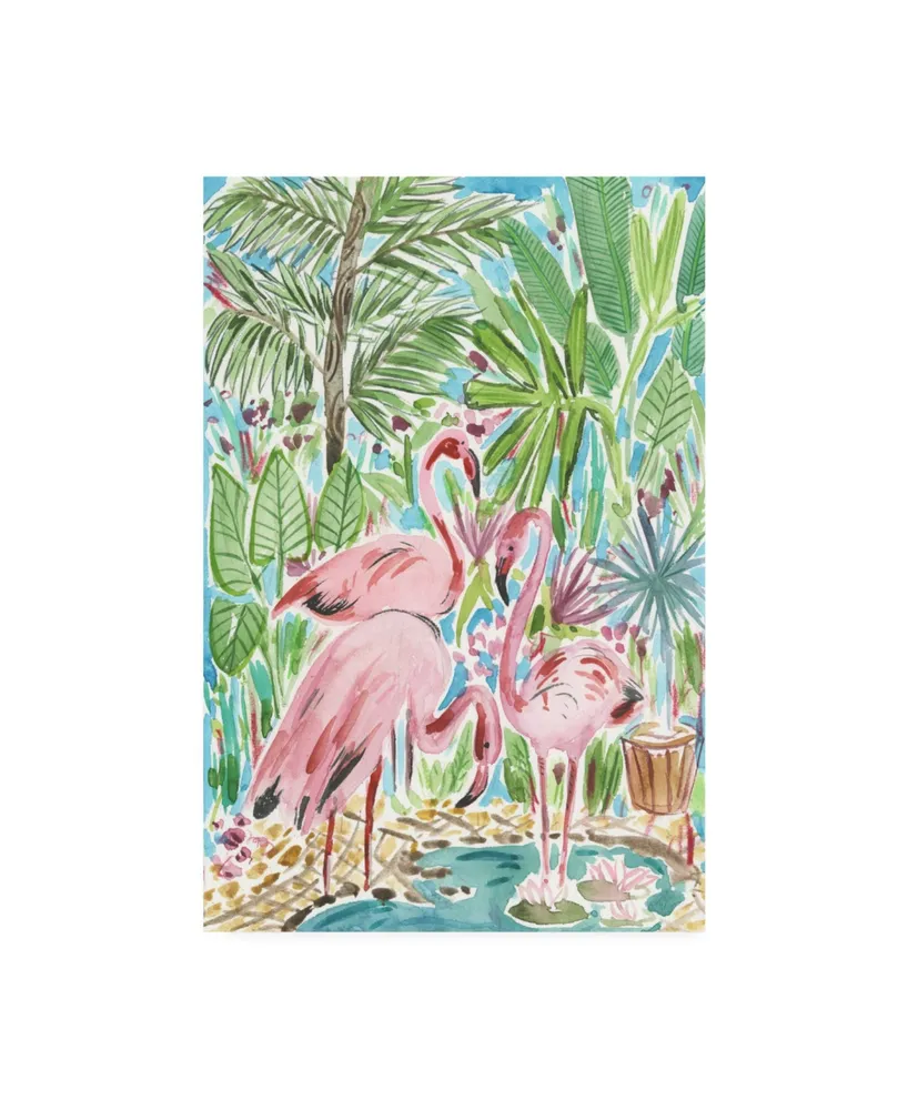 Melissa Wang Flamingo Paradise Ii Canvas Art - 15.5" x 21"