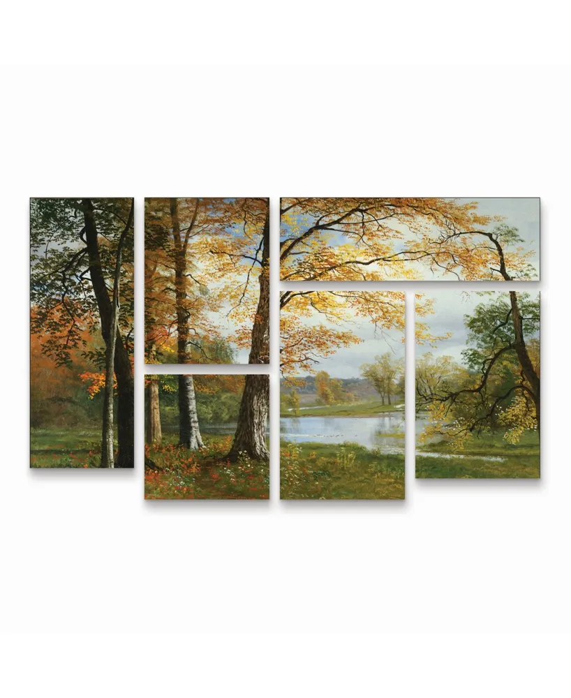 Albert Bierstadt A Quiet Lake Multi Panel Art Set 6 Piece - 49" x 19"