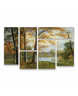 Albert Bierstadt A Quiet Lake Multi Panel Art Set 6 Piece - 49" x 19"