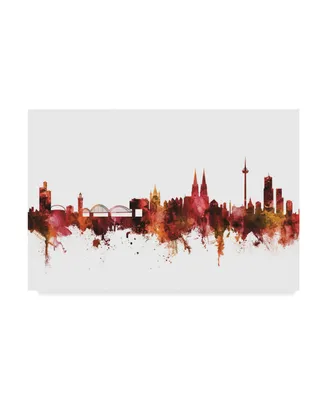 Michael Tompsett Cologne Germany Skyline Red Canvas Art