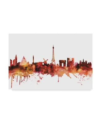 Michael Tompsett Paris France Skyline Red Canvas Art