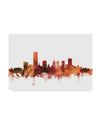 Michael Tompsett Oklahoma City Skyline Red Canvas Art