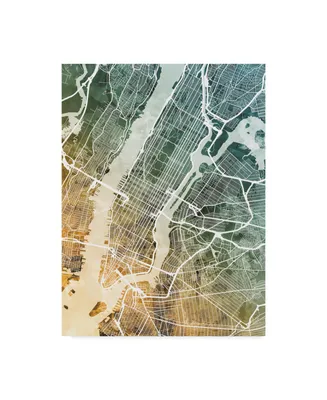Michael Tompsett New York City Street Map Teal Orange Canvas Art