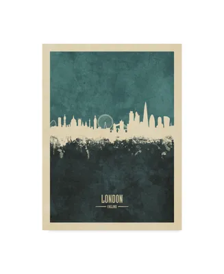 Michael Tompsett London England Skyline Poster Teal Canvas Art