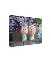 Sugar High Bride and Groom Piggy Canvas Art - 27" x 33.5"