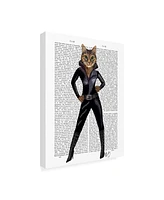 Fab Funky Cat Woman Leather Canvas Art - 27" x 33.5"