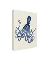 Fab Funky Octopus Print Blue on Cream C Canvas Art - 27" x 33.5"