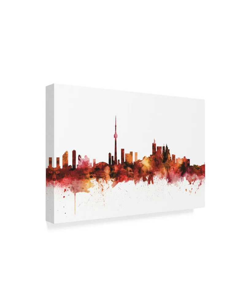 Michael Tompsett Toronto Canada Skyline Red Canvas Art