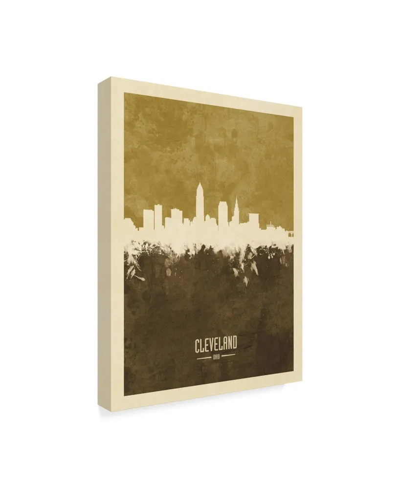 Michael Tompsett Cleveland Ohio Skyline Brown Canvas Art