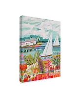 Karen Fields Two Sailboats and Cottage Ii Canvas Art - 20" x 25"