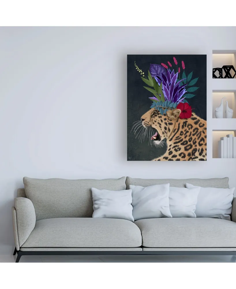 Fab Funky Chewing Giraffe Flowers 1 Canvas Art - 19.5" x 26"