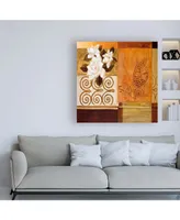 Pablo Esteban Floral Collage on Orange Canvas Art - 36.5" x 48"