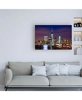 David Ayash Dusk Over Downtown Canvas Art - 19.5" x 26"