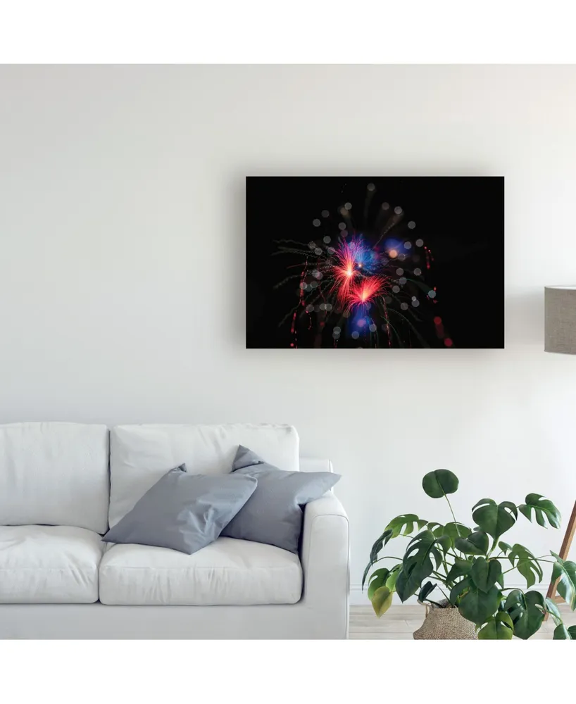 Kurt Shaffer Abstract Fireworks in Red, White and Blue Canvas Art