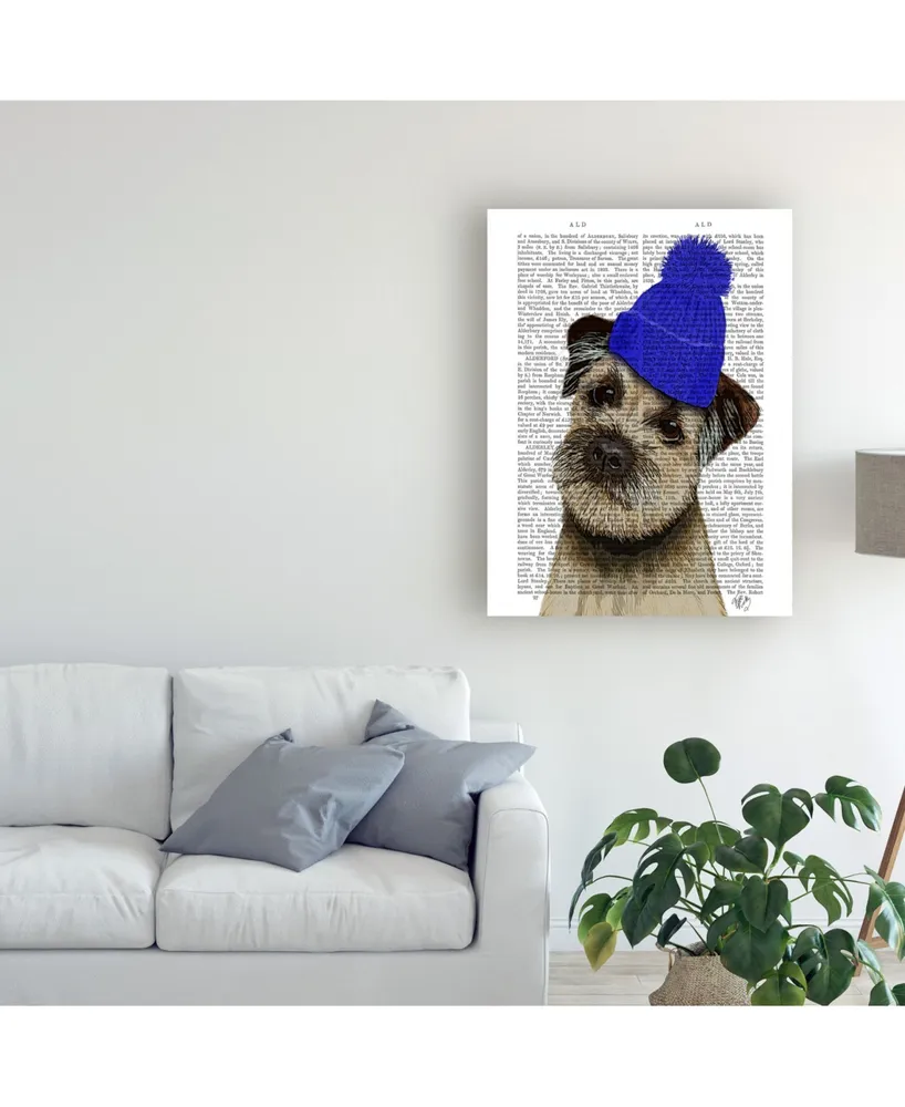 Fab Funky Border Terrier with Bobble Hat Canvas Art
