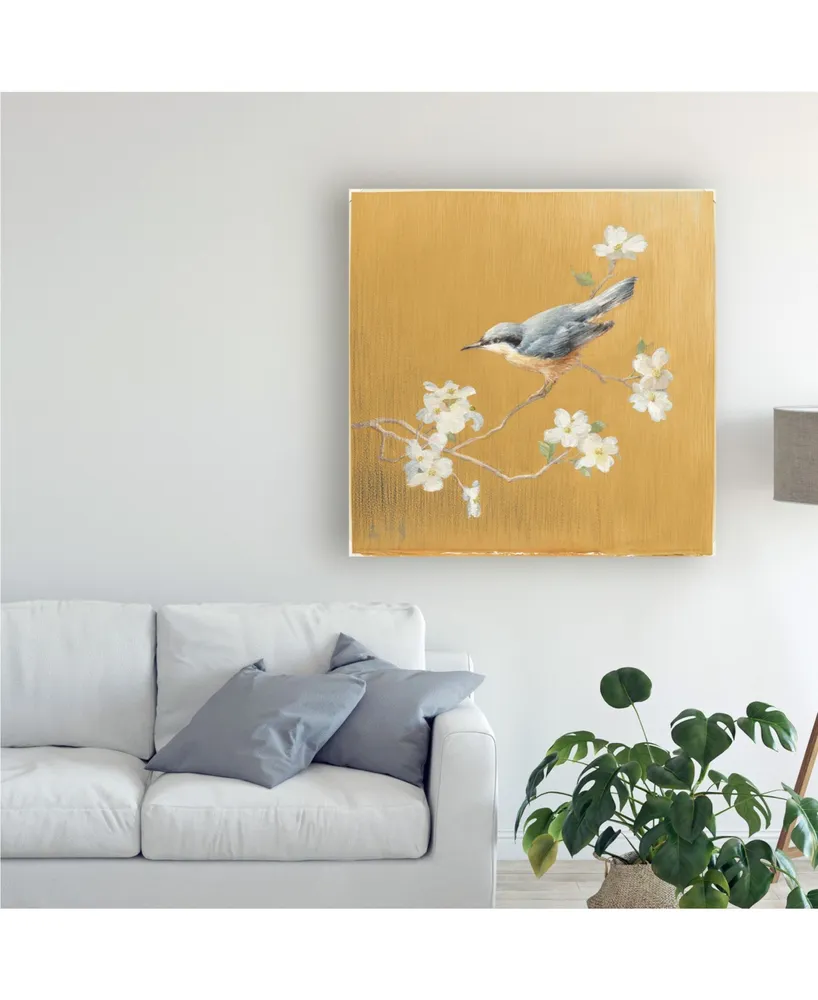 Danhui Nai Nuthatch on Gold Canvas Art