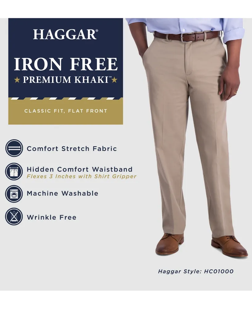 Haggar Men's Iron Free Premium Khaki Classic-Fit Flat-Front Pant