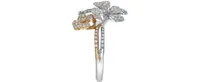 Effy Diamond Tri-Tone Flower Ring in 14k Gold (5/8 ct. t.w.)