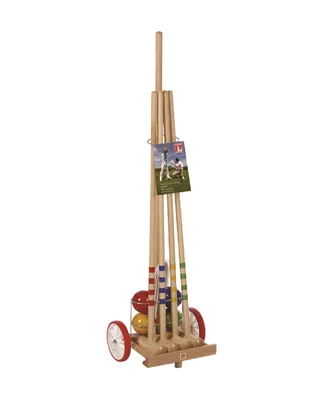 Londero 4 Player Croquet with Trolley Solid Beechwood Outdoor Game Set