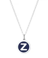 Auburn Jewelry Mini Initial Pendant Necklace Sterling Silver and Navy Enamel, 16" + 2" Extender