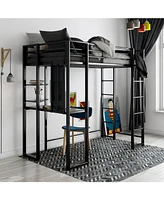 EveryRoom Alix Twin Metal Loft Bed with Desk