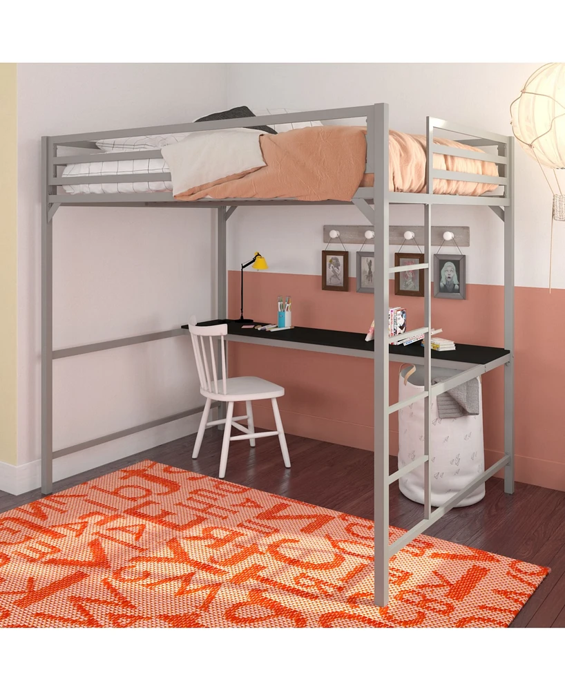 EveryRoom Mason Metal Full Loft Bed with Desk