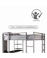 EveryRoom Alix Twin Metal Loft Bed with Desk