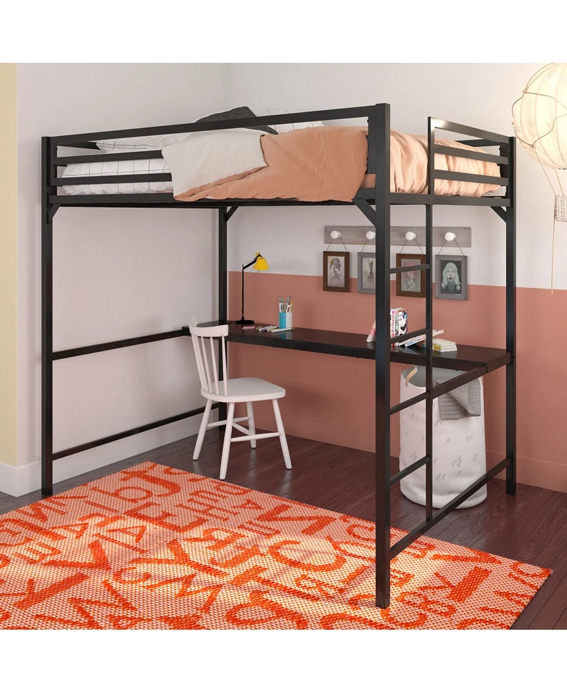 EveryRoom Mason Metal Full Loft Bed with Desk