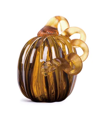 Glitzhome Striped Glass Pumpkin