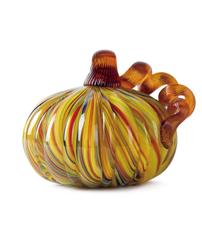 Glitzhome Striped Glass Short Pumpkin