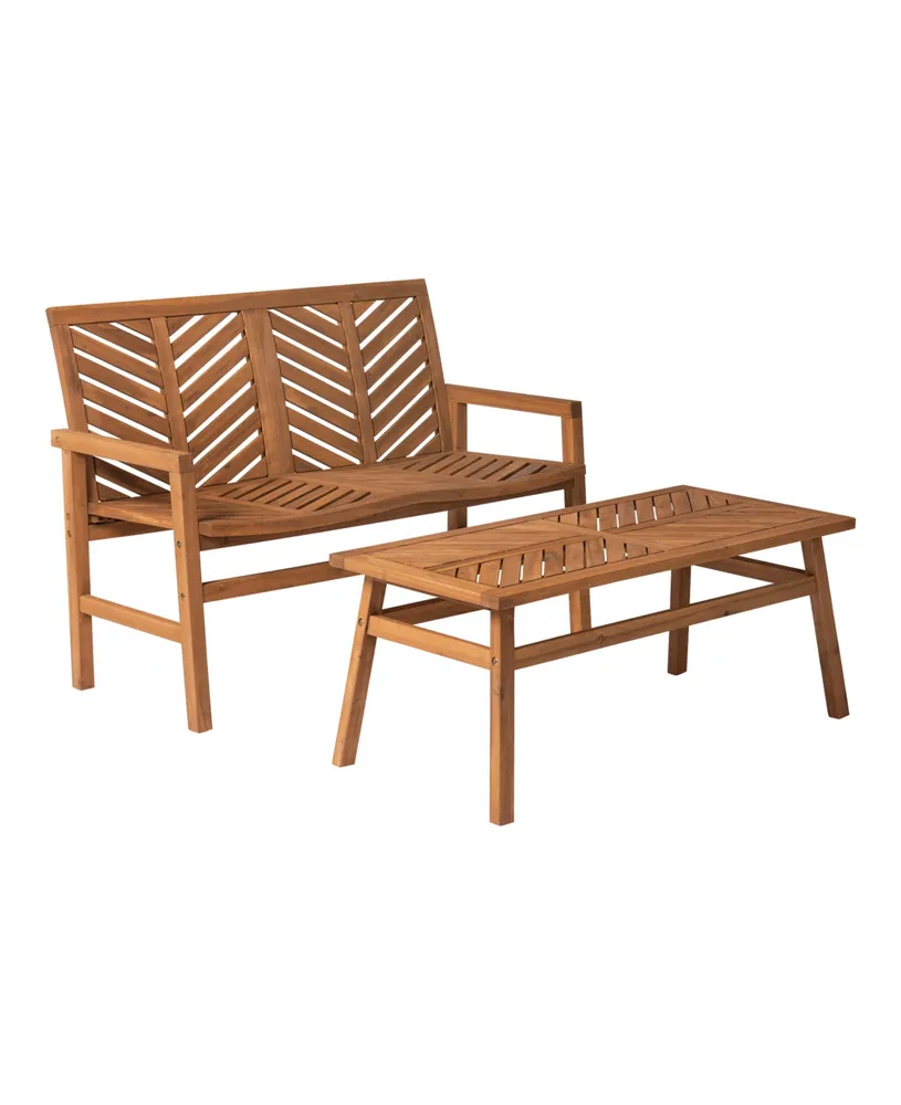 Walker Edison 2 Piece Chevron Outdoor Patio Chat Set