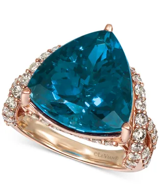 Le Vian Deep Sea Blue Topaz (9 ct. t.w.) & Nude Diamonds (1-3/4 Ring 14k Rose Gold