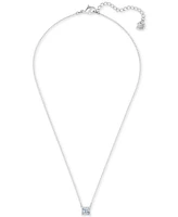 Swarovski Cubic Zirconia Square Solitaire Pendant Necklace, 14" + 7/8" extender