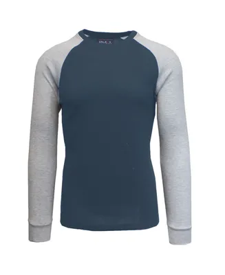 Galaxy By Harvic Men's Long Sleeve Thermal Shirt with Contrast Raglan Trim on Sleeves - Navy