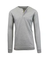Galaxy By Harvic Men's Long Sleeve Thermal Henley Tee