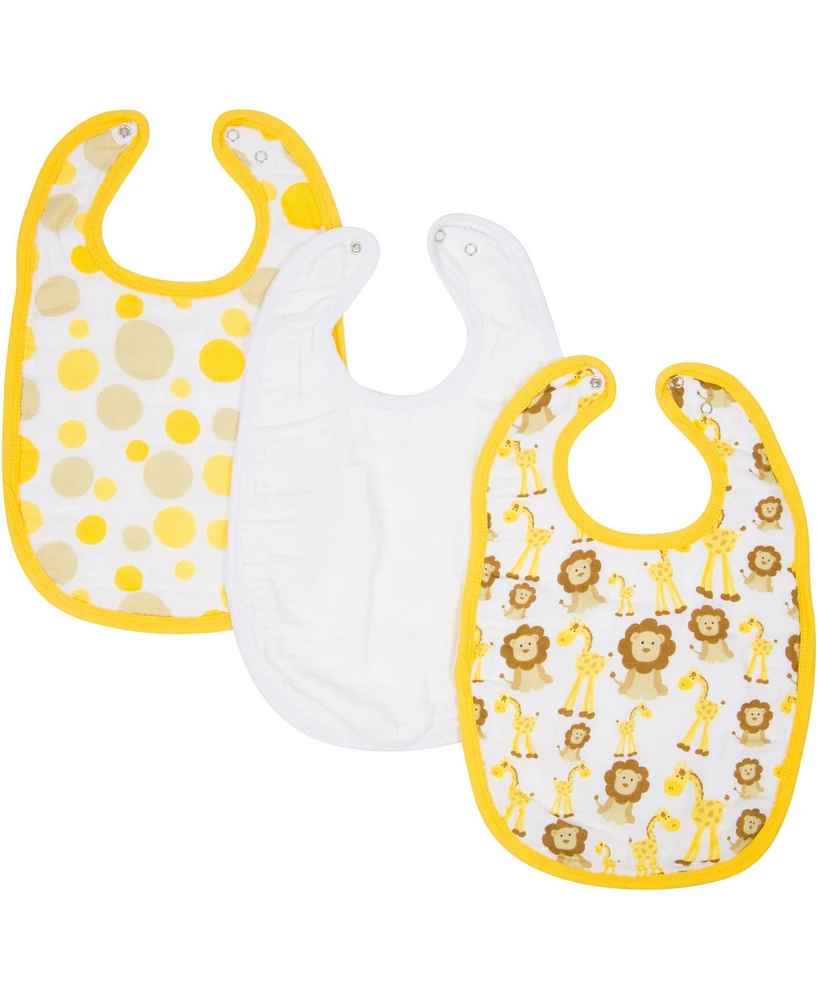 Miracle Baby Boys and Girls Muslin Adjustable Bib - Pack of 3