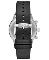 Emporio Armani Men's Chronograph Black Leather Strap Watch 43mm